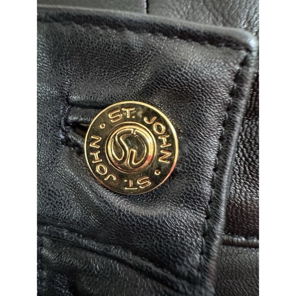 St John Sport Pants Womens 6 Black Leather Boot Cut  High Rise Trousers Y2K EUC - Picture 6 of 10
